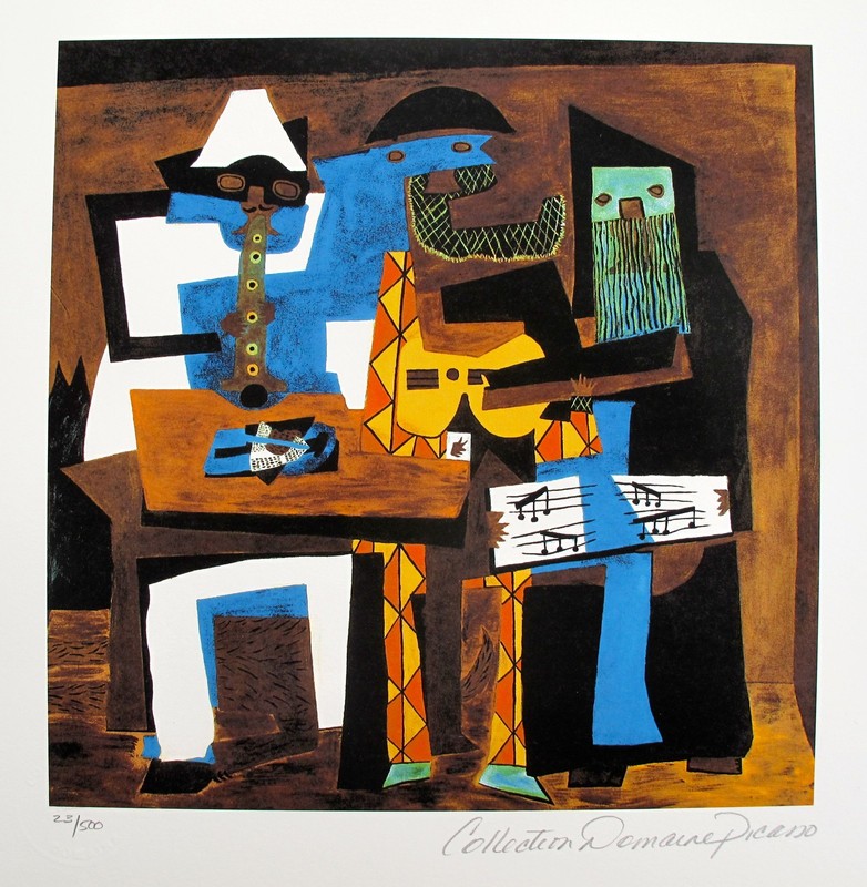 Pablo Picasso THREE MUSICIANS Estate Signed & Numbered Giclee Art 11″ x 11.5″