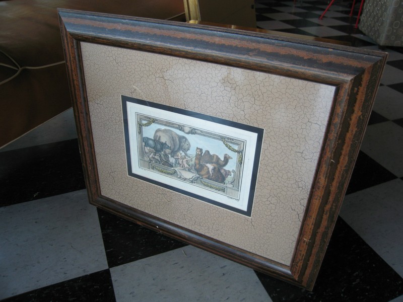 After Jacques Eustache De Seve Antique Color Engraving Children w/ Animals