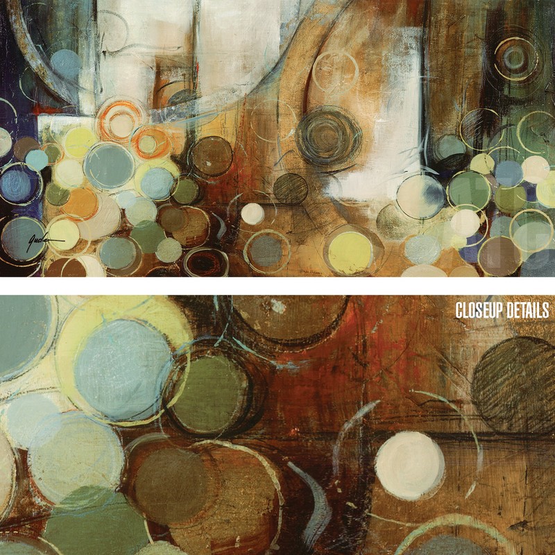 48W»x24H» FLOATING IV by JUDEEN – MULTIPLE CIRCLES SPOTS OVALS SWIRLS CANVAS