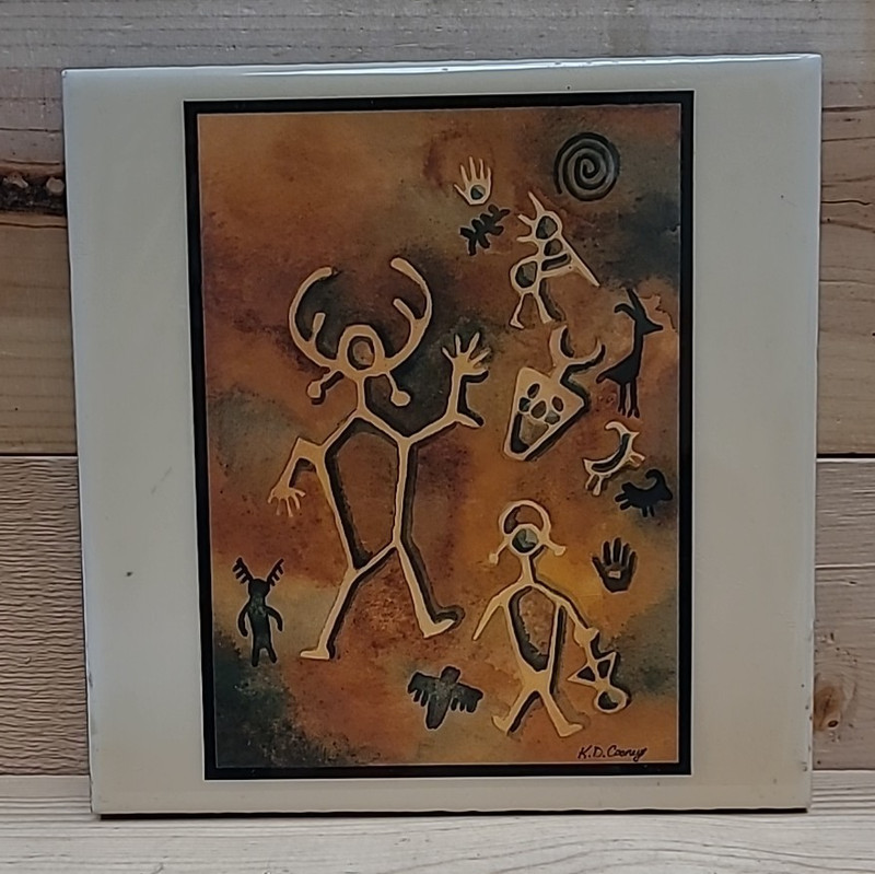 Southwest Native Artist Kathy Cooney*Petroglyph*Tile Hanging Art! Rare Vintage