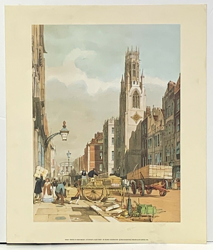 St Dunstanis, Fleet Street 1842- by Thomas Shotter Boys reproduction print