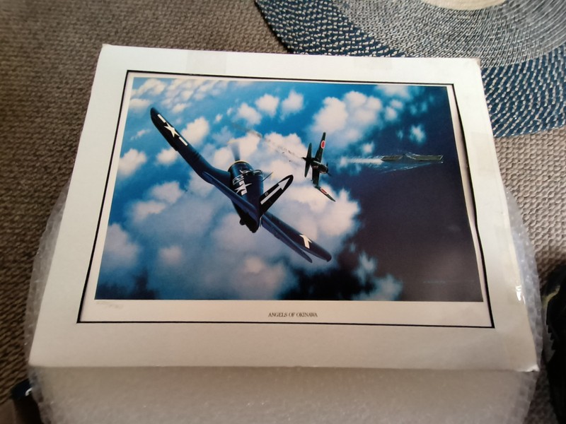 Frame Print 1989 Angel over Okinawa With COA Paper 18 5/8 X 14