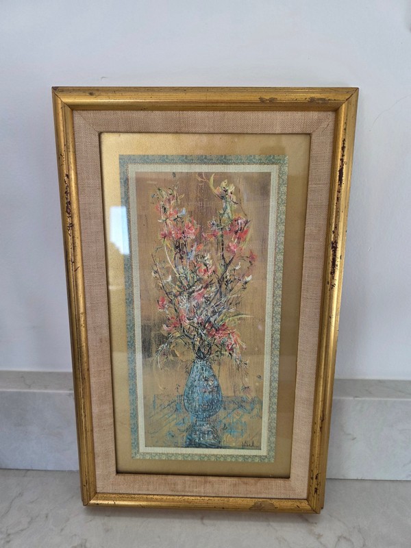 Blue Vase of Flowers - Hibel Limited Print, Switzerland 1983, Rare # 248 of 2000