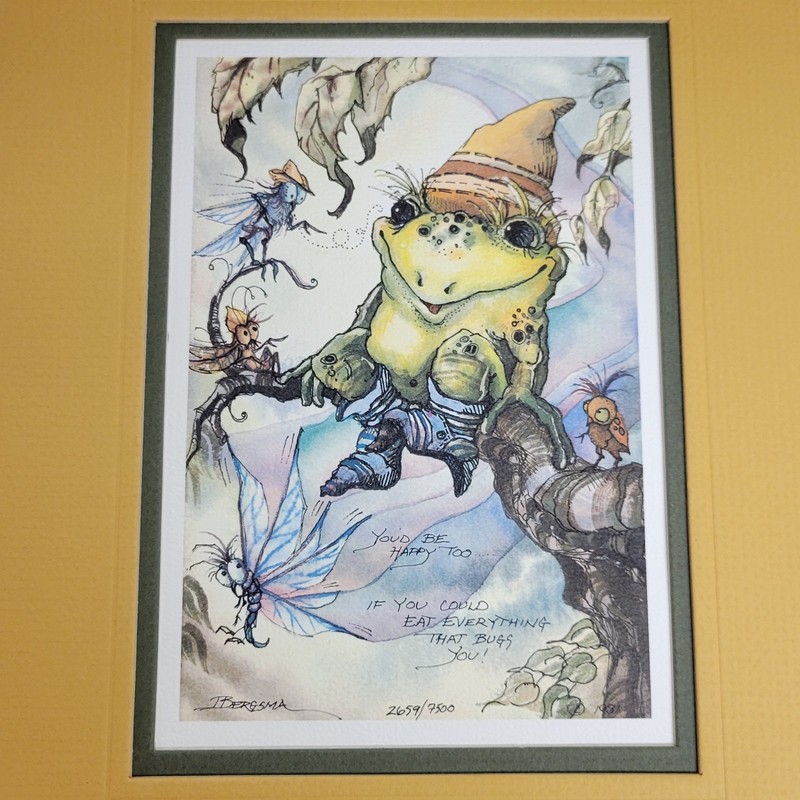 Frog Fairy Art Print J. Bergsma Fantasy Goblincore Whimsy Humor Signed Numbered