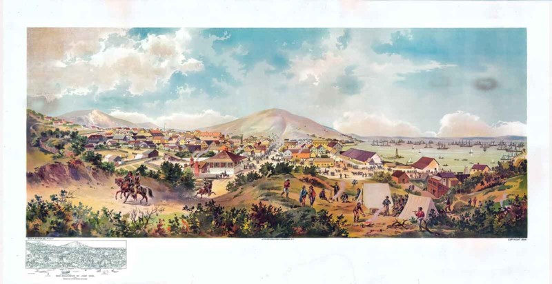 1894 View of San Francisco Map Painting Wall Art Poster Print Decor Artwork