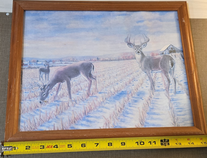 Framed Deer Print Wall Art, Landscape, Small 12 x 16 in, Nature Animals
