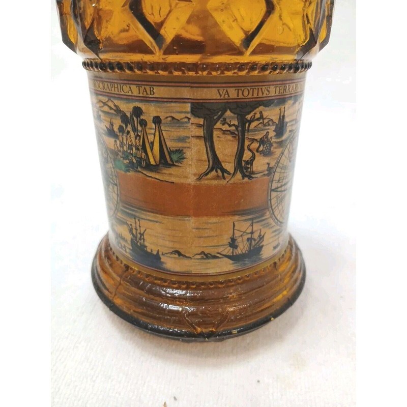 Oil Kerosene Lamp 8" Amber Glass Map Motif 8" Hong Kong Emergency Prepare New gallery