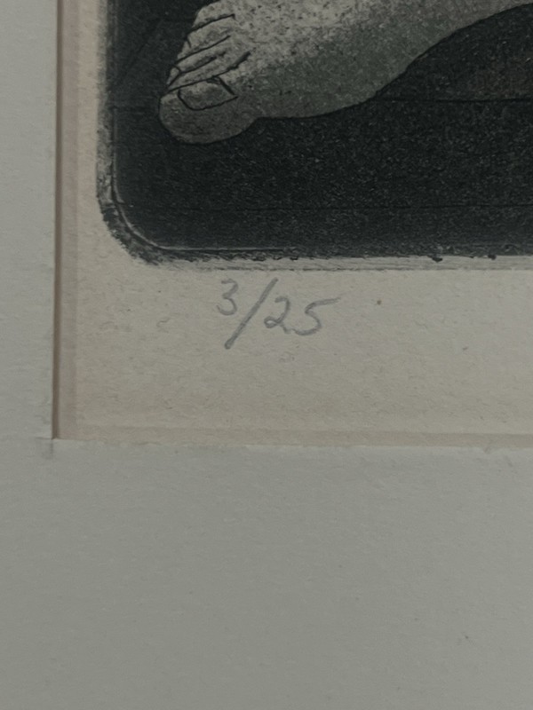 Signed Modernist Intaglio Etching Woman Portrait 3/25 L Garrison gallery