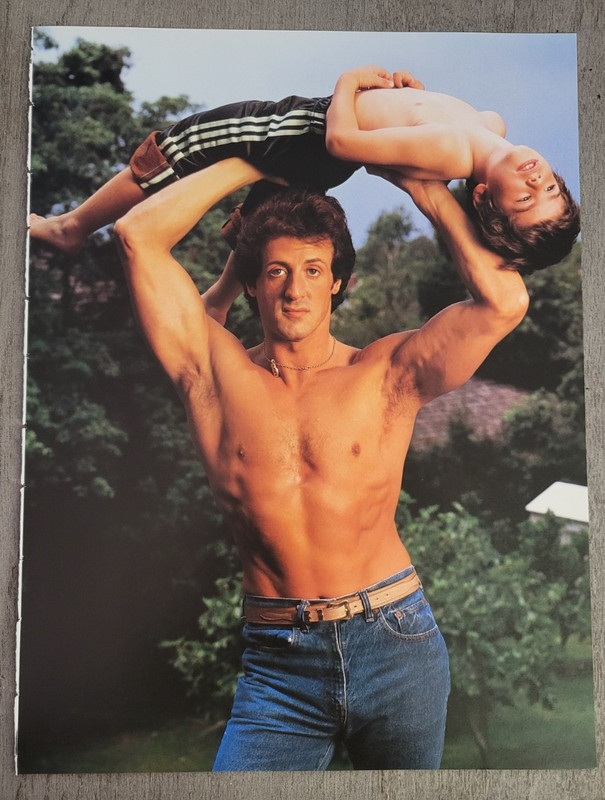 SYLVESTER STALLONE & SON 1982 Rolling Stone Mag Photo by Annie Leibovitz Print
