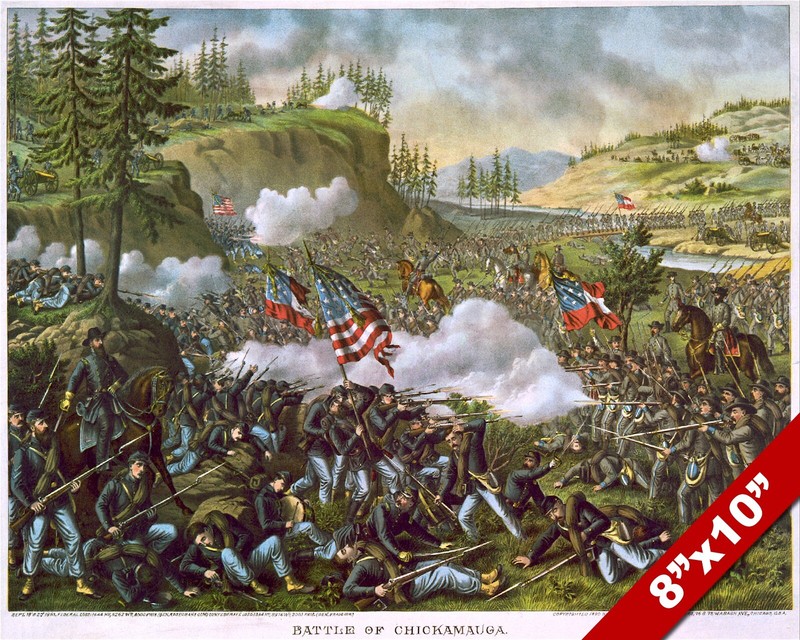 US CIVIL WAR BATTLE OF CHICKAMAUGA GA OIL PAINTING ART REAL CANVAS GICLEE PRINT