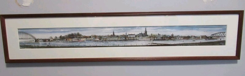 Long Horizontal Volders 1990 City Landscape Framed & Mounted Print 27.5 x 6in