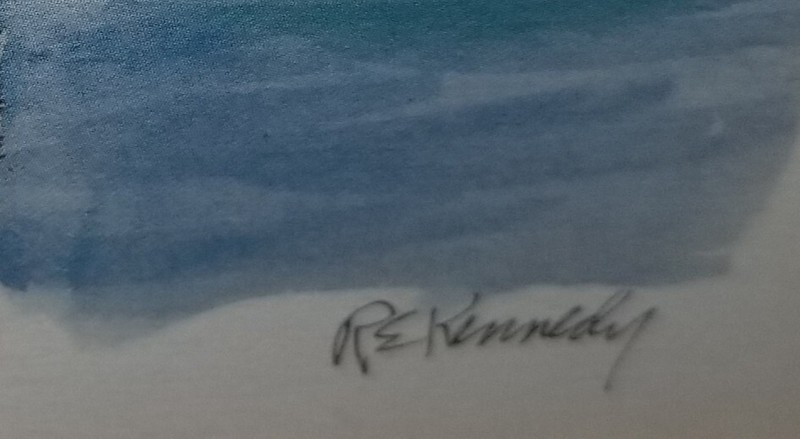 Vtg R E Kennedy Larry Moe Curley Art Print Pelicans in Brushed Aluminum Frame gallery