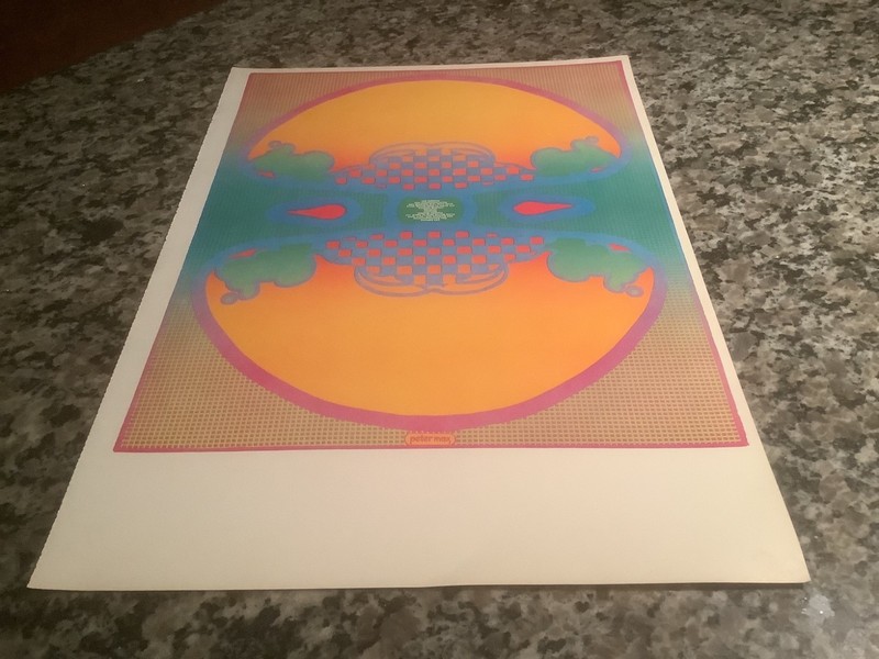 Vintage 1970 psychedelic Peter Max print…123 INFINITY…bold orange and turquoise!