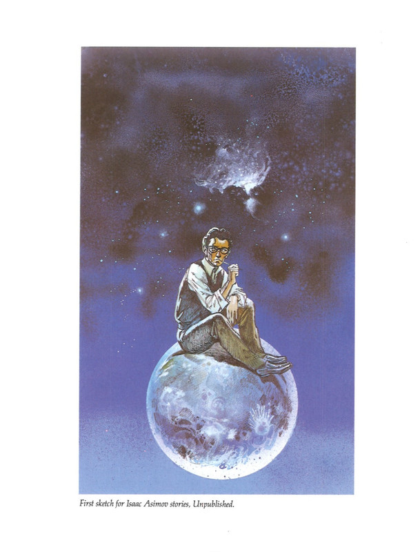 Boris Vallejo Art Print – First Sketch for ISAAC ASIMOV Stories Fireside 1985