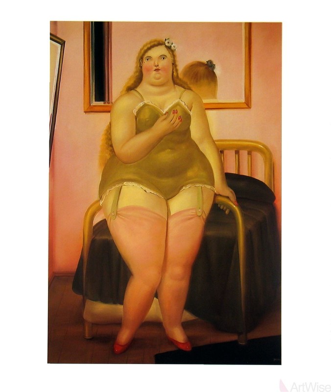 La Cama II by Fernando Botero Art Print 1999 Latin Poster 19.5×24