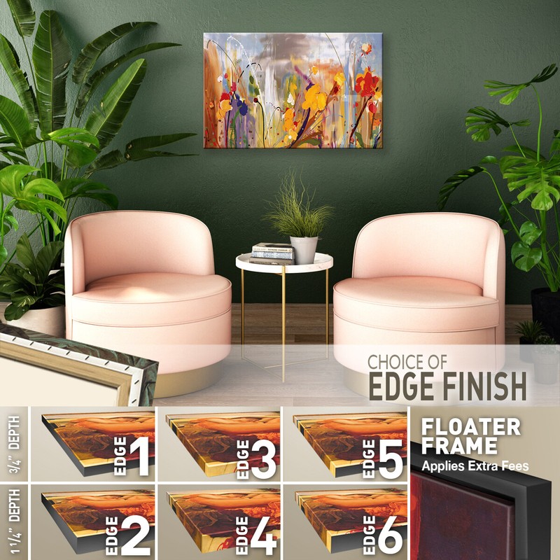 36W"x24H" BRYONY by DANIEL PHILL - FLOWERS BRUSH DRIP SPATULA CHOICES of CANVAS gallery