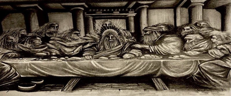The Last Supper Drawing-8”x24” Print