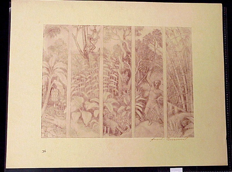 SEPIA PRINT JUNGLE SERIES #2 BY AURIEL BESSEMER 7 5/8 X 5 3/4 INCHES #29