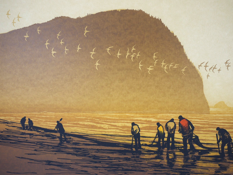 Roger Berghoff Signed Screen Print Serigraph LOW TIDE McM Seascape Northwest ART gallery