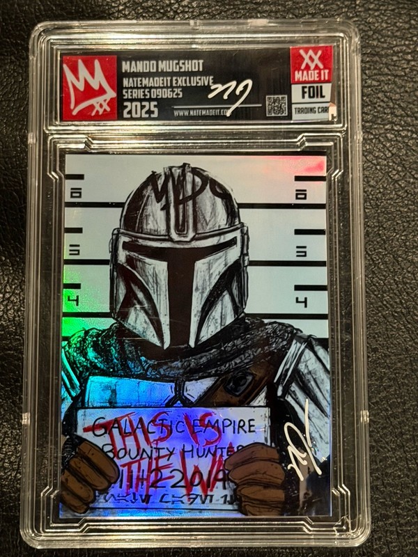 Mando Mugshot Mandalorian Nate Made It Custom Foil Art Card Star Wars