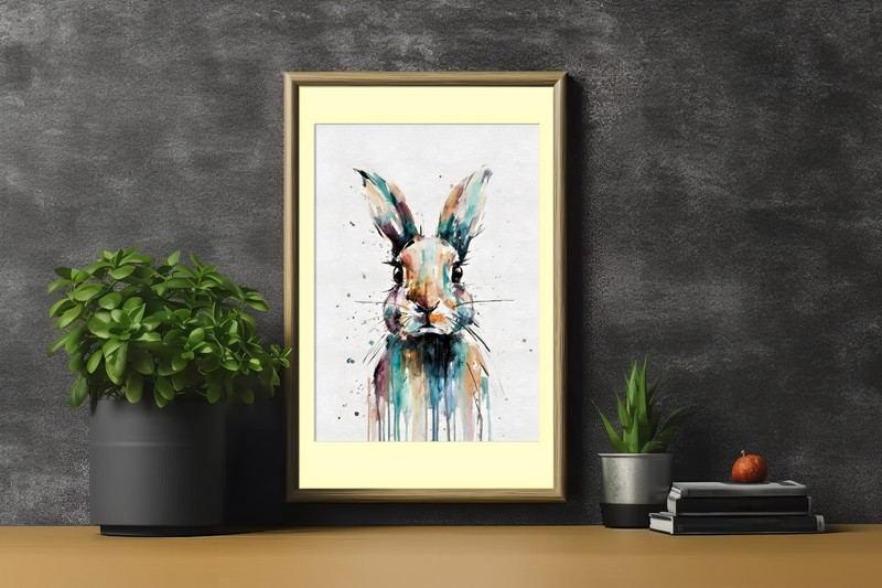 Expressive Watercolor Rabbit 5"x7" Print on Matte Paper | Colourful Art gallery