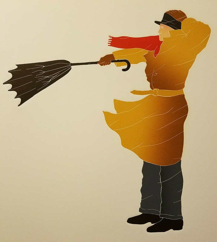 Umbrella! Fella (No Background) by Thom De Jong (70s 80s Dutch NYC Artist)