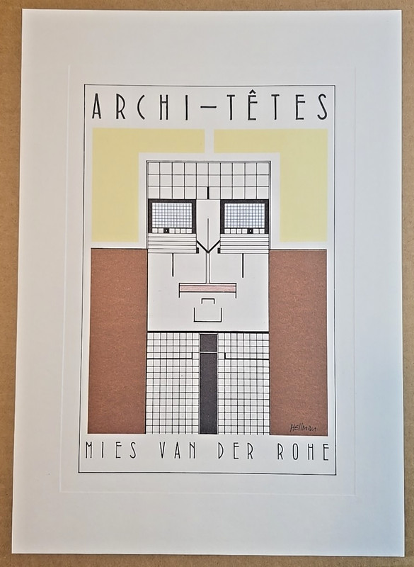 Unframed Lithograph "Miles Van Der Rohe" by Louis Hellman Archi-tetes Series WS9