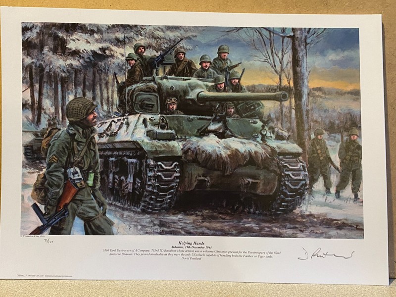 NO 2 ltd ed military art print 82nd airborne / M36 Tank Destroyer Ardennse