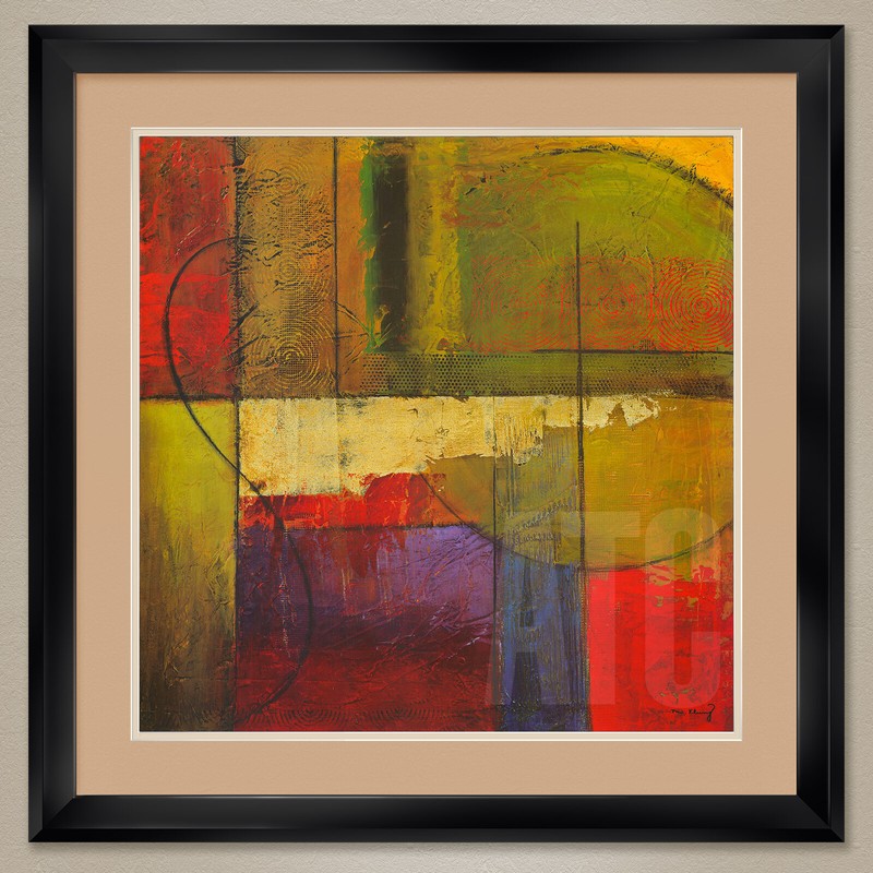 32W»x32H»: OPULENT RELIEF I by MIKE KLUNG – COLORFUL DOUBLE MATTE, GLASS & FRAME