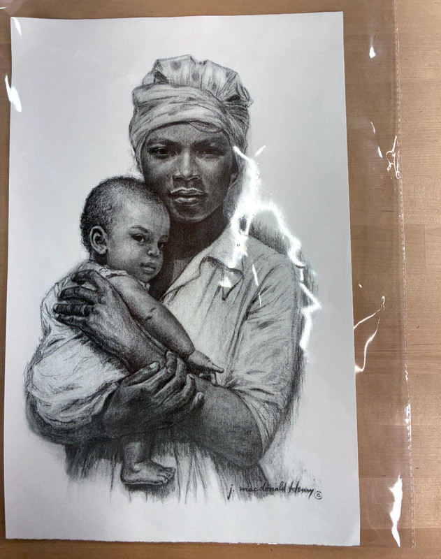 J Macdonald Henry Art Lithograph Madonna and Baby Child Jamaican Vintage 11×17