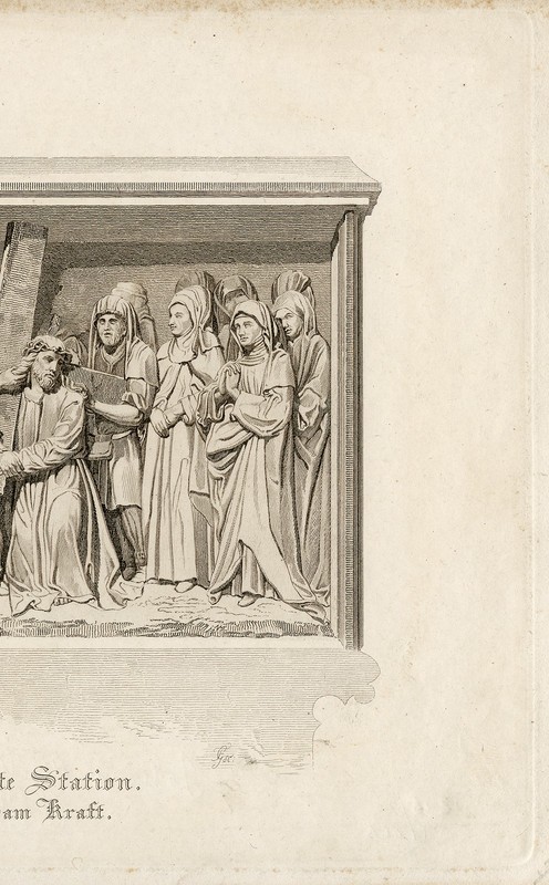 Antique Religious Print-Christ carrying a cross-Monogrammist F. g., -Walter-1830 gallery