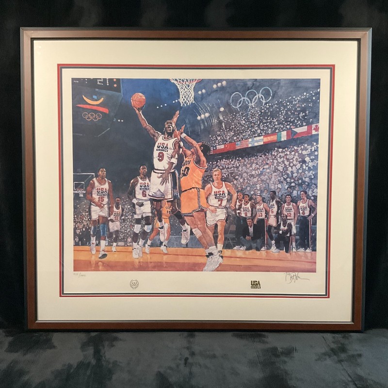 Vintage Framed Limited Edition Lithograph ‘Shooting For Gold’ Bart Forbes Signed
