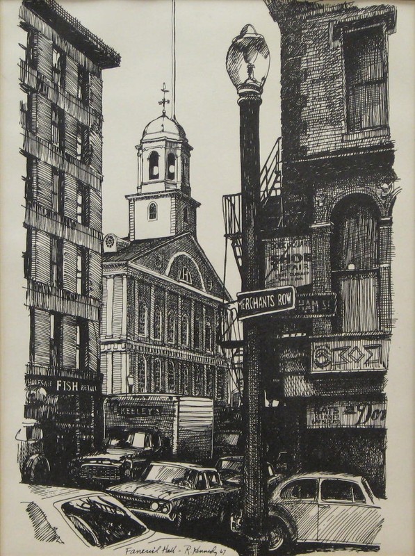 Scarce 1967 Robert Bob Kennedy Litho Print «Faneuil Hall»
