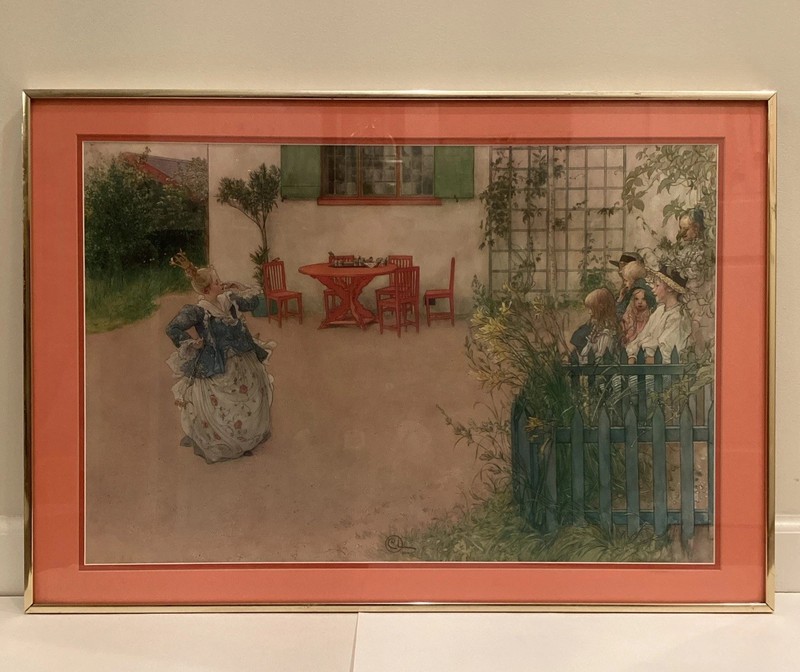 Carl Larsson Lisbeth Evil Princess In Blue Bird Gold Framed Print Cottage 29×20