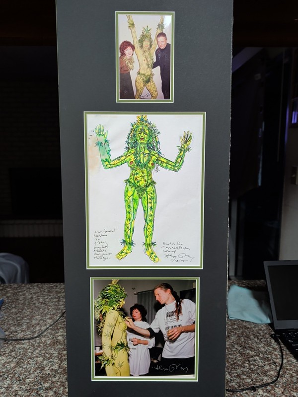 ALEX GREY «CANNABIA» HAND DRAWN SKETCH WITH SIGNED PHOTOS VERY RARE