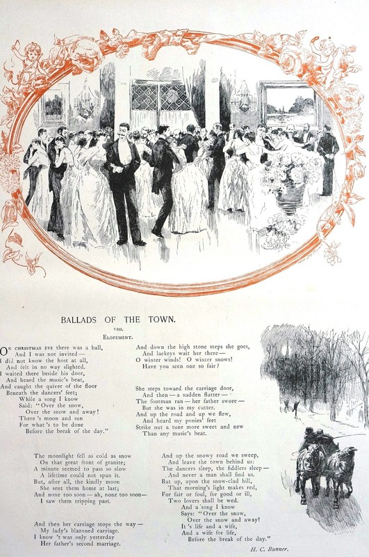 Christmas Elopement Ballad 1888 LOVE ROMANCE MARRIAGE LOVERS Bunner Poem Puck