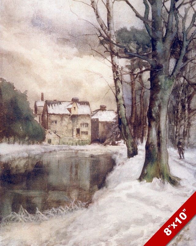 CHELMSFORD ESSEX WINTER ENGLAND ENGLISH LANDSCAPE ART PAINTING REAL CANVAS PRINT