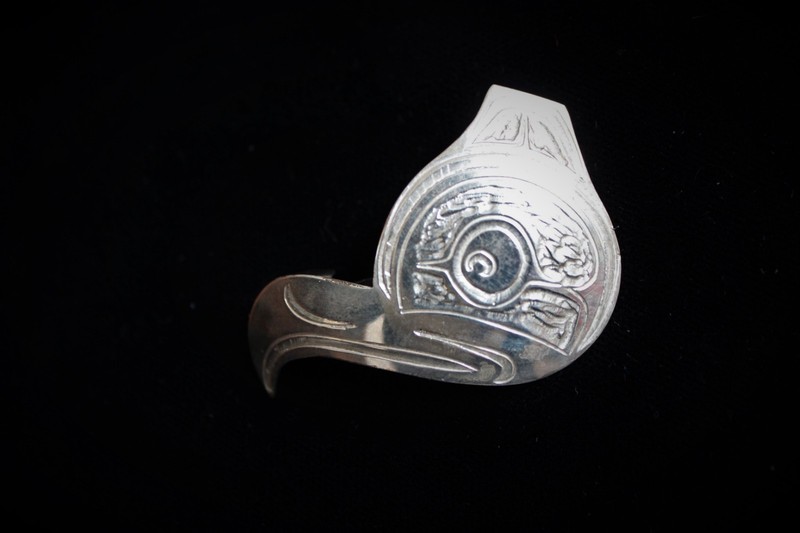 Harvey Williams Original Hand Engraved Silver Barrette Eagle First Nations 1990s