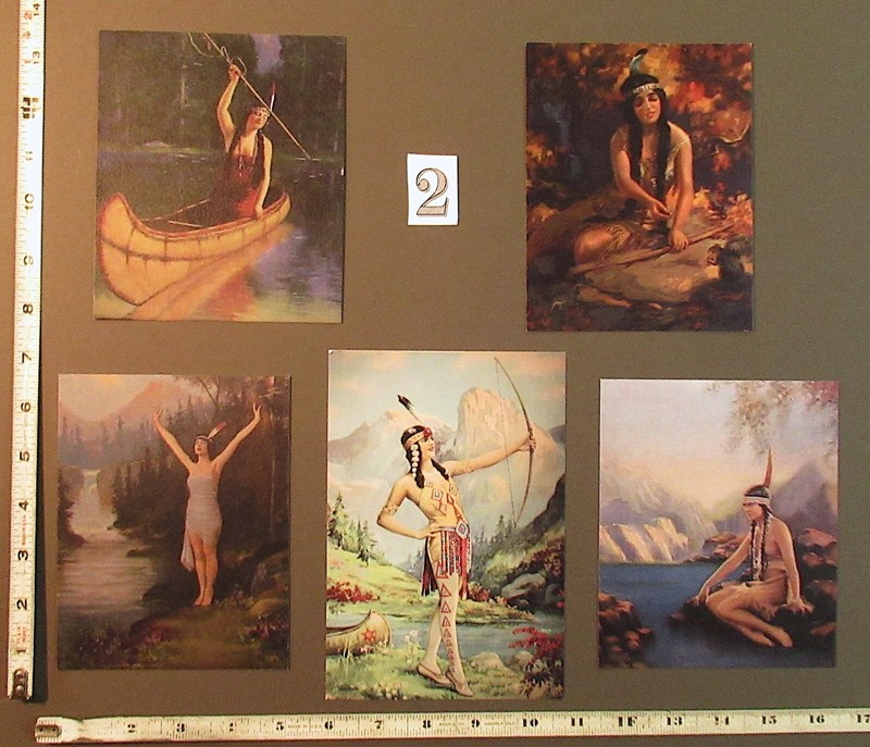 Indian Maiden Vintage 5 Unique Art Prints, Proof Sets 5×7 6×9 set #2