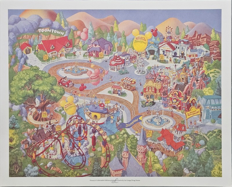 1989 «New Land» Disney Charles Boyer Disneyland Toontown Lithograph Poster Print