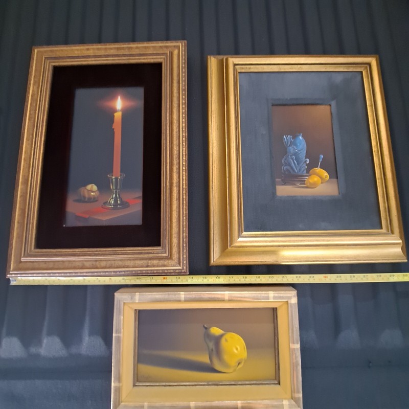 3 DIFFERENT PAINTINGS JOHN TAYLOR OIL ON BOARD STILL LIFE PAINTING LISTED ARTIST