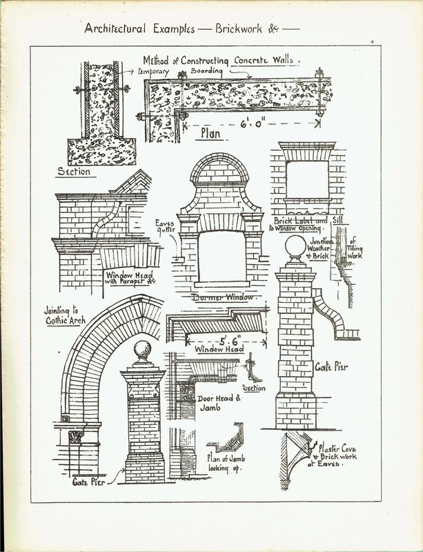 1898 Brickwork Concrete Wall, Dormer, Arch, Gate Pier 8 x 10.75 in gallery