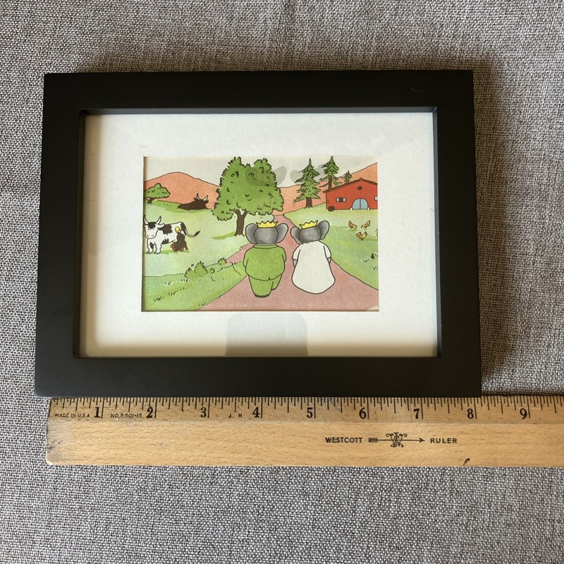 Babar, Original 1938 Ephemera, by Jean De Brunhoff , 6”x8” Framed gallery