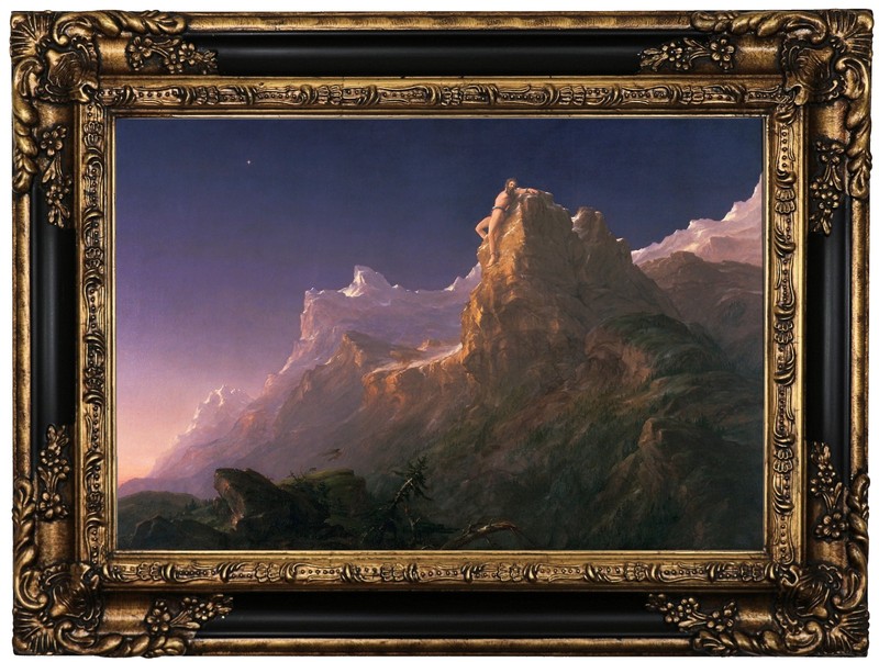 Cole Prometheus Bound 1847 Wood Framed Canvas Print Repro 12×18