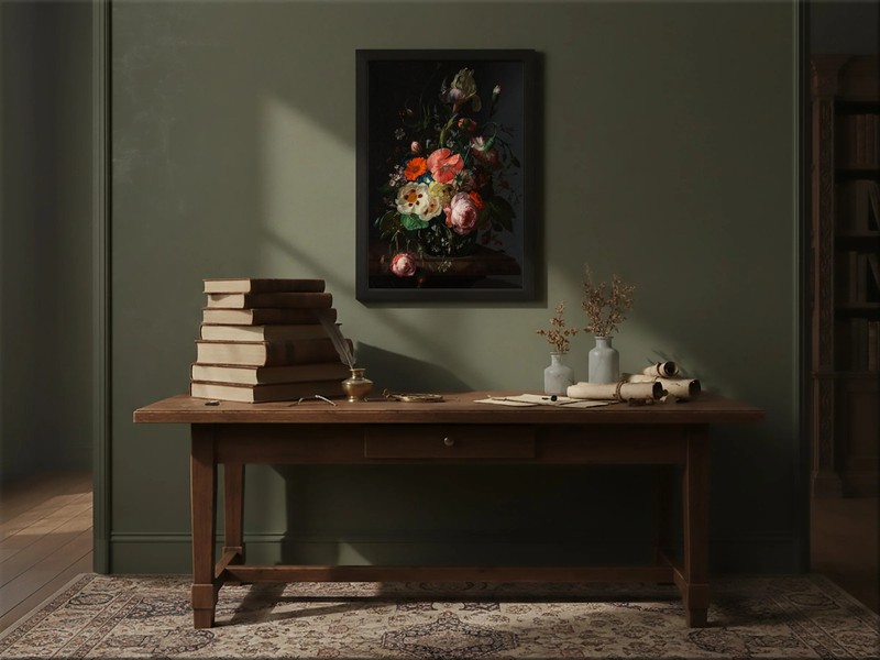 Rachel Ruysch Still Life Flowers on Marble Tabletop Old Master Giclee Art Print gallery