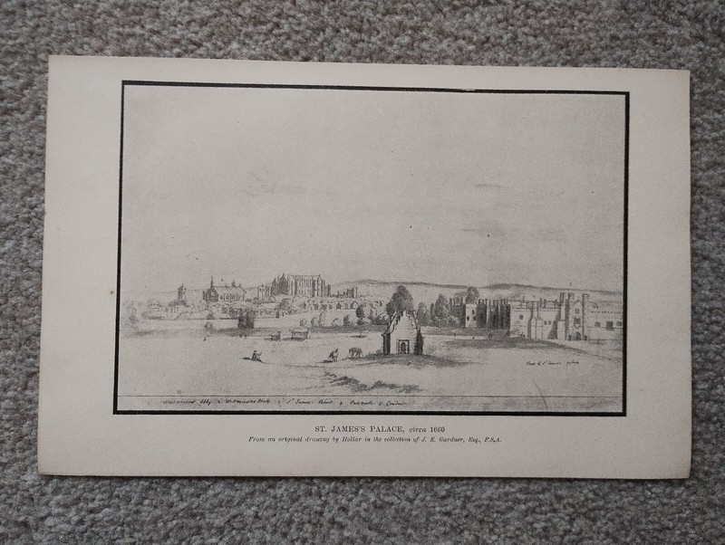 St James’s Palace, London in c1660 – Antique Print – 1894