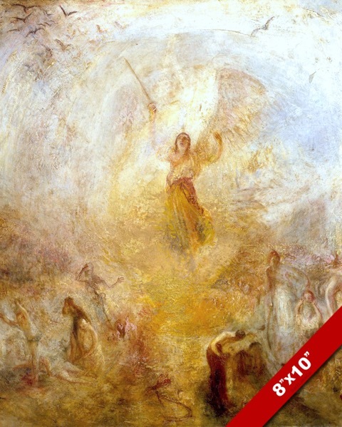 ANGEL STANDING IN THE GOLDEN SUN PAINTING CHRISTIAN ART REAL CANVAS PRINT