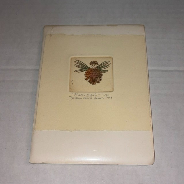 Vintage Susann Foster Brown Signed Pinecone Angel Numbered Signed 17/50 1993