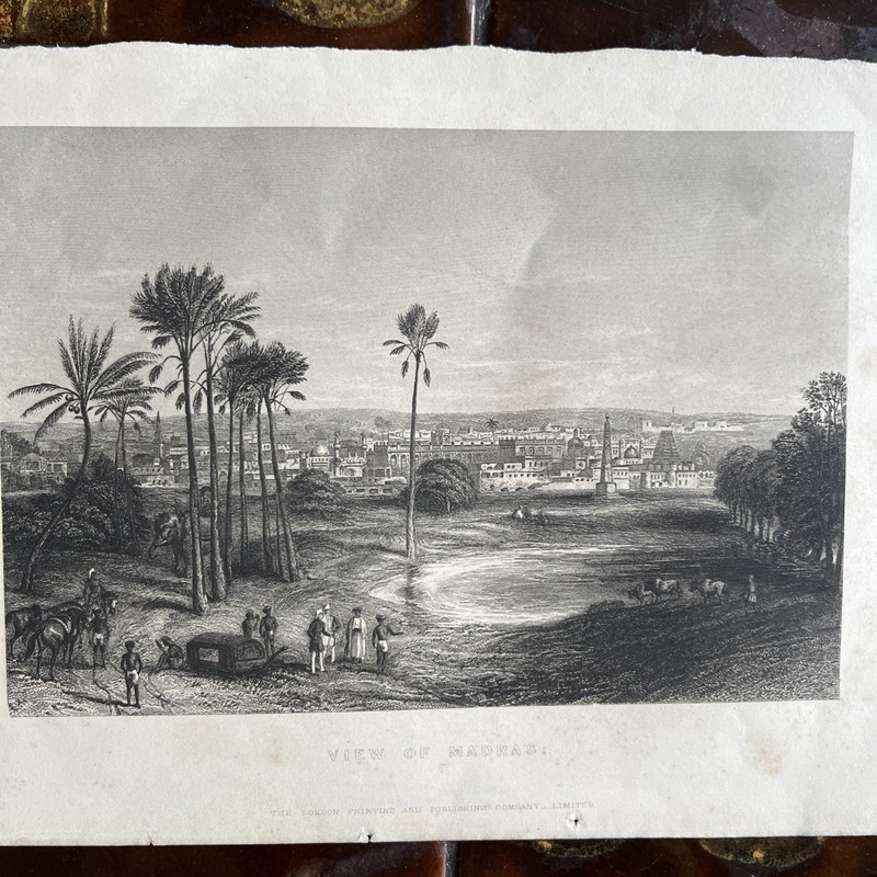 1835 B/W ENGRAVING VIEW OF MADRAS INDIA 27CMS BY 18CMS