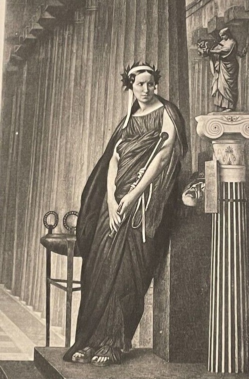 1800s Antique Heliogravure Print Rachel as the Muse of Greek Tragedy Jean Gerome
